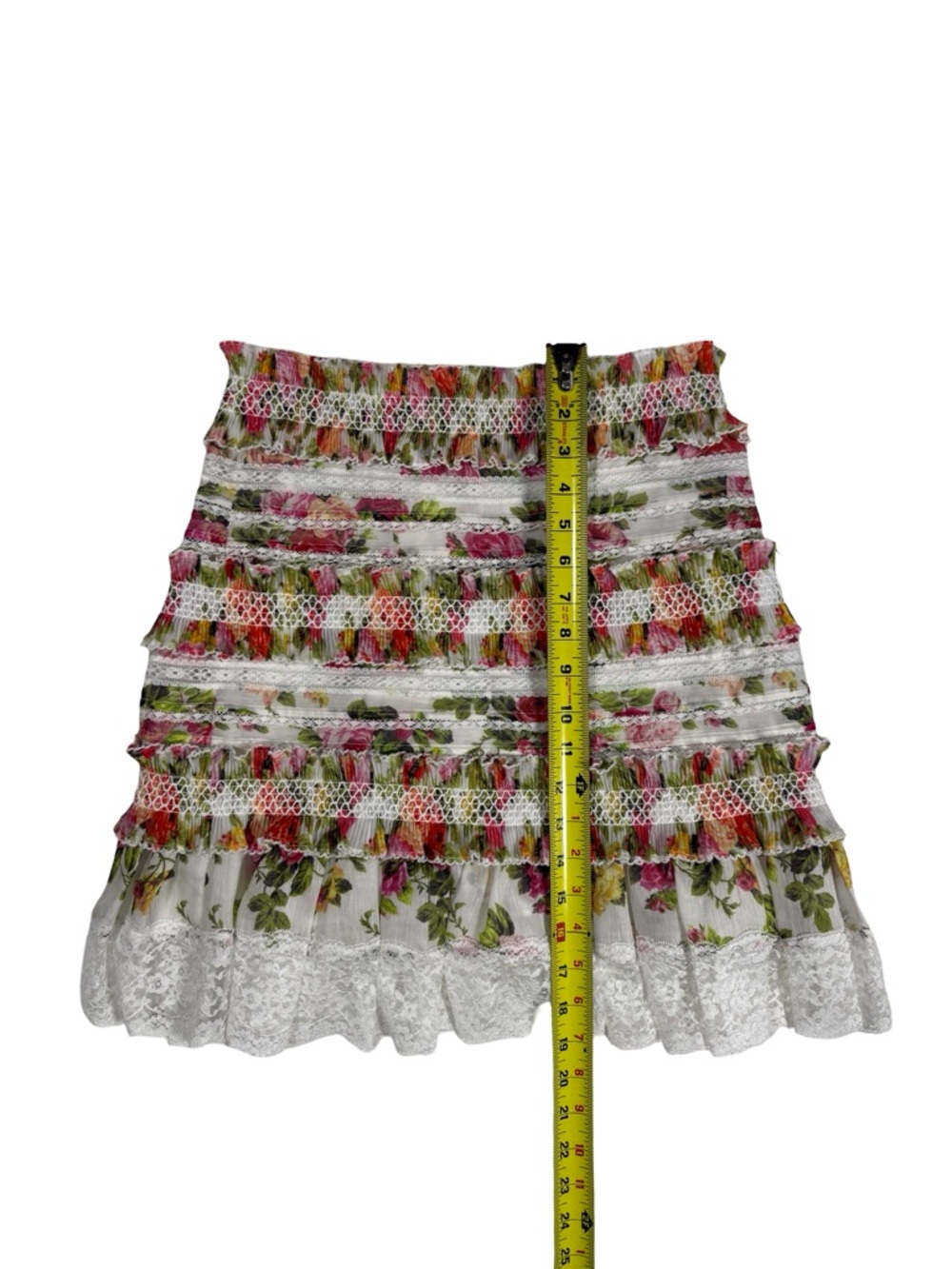 Zimmermann Mini Skirt Size 6 Floral Ruffle Silk Linen Lace Trim Summer Designer - Picture 4 of 10